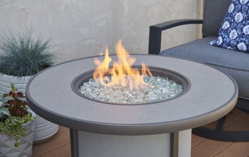 The Outdoor Greatroom Company 32 Inch Stonefire Grey Round Gas Fire Pit Table SF-32-GRY-K