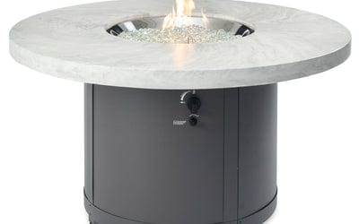 The Outdoor Greatroom Company Fire Pit Table 48 Inch Beacon White Onyx Chat-Height Gas Fire Pit Table BC-20-WO