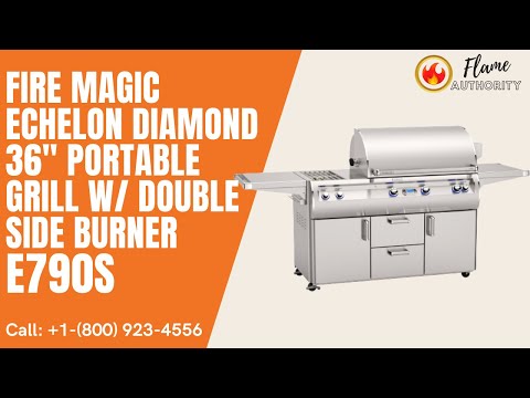 Fire Magic Echelon Diamond E790s 36-Inch Freestanding GAS Grill with Rotisserie, Single Side Burner, Digital Thermometer & Magic View Window - Propane