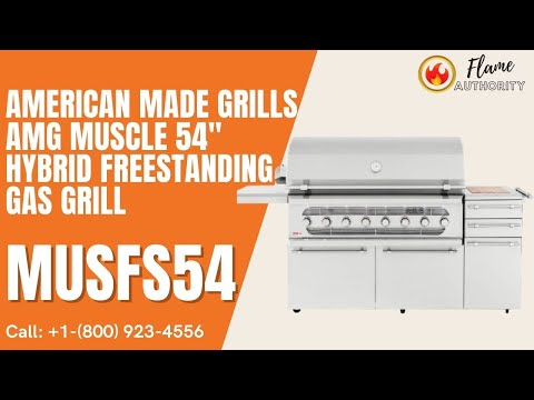 American Made Grills MUS54-NG Muscle Dual Fuel Wood and GAS Grill with Infrared Searing Burner and Rotisserie Kit on Cart in in Stainless Steel