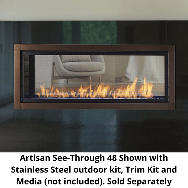 Monessen 48" Artisan Vent Free See-Through Linear Fireplace  IPI+ Ignition AVFLST48 - Flame Authority