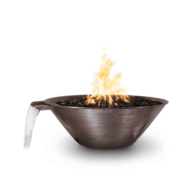 The Outdoor Plus Remi 31" Electronic Ignition Hammered Copper Round Fire & Water Bowl OPT-31RCFWE12V