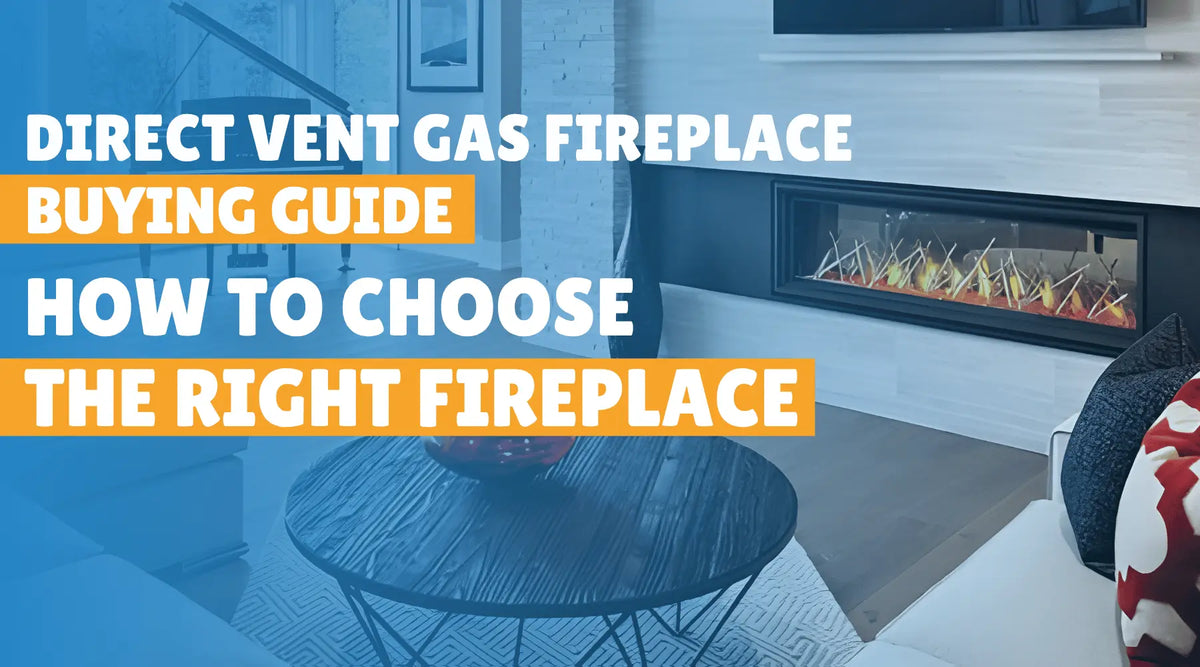 Direct vent gas fireplace in a modern living room for a buying guide on choosing the right fireplace for your home.