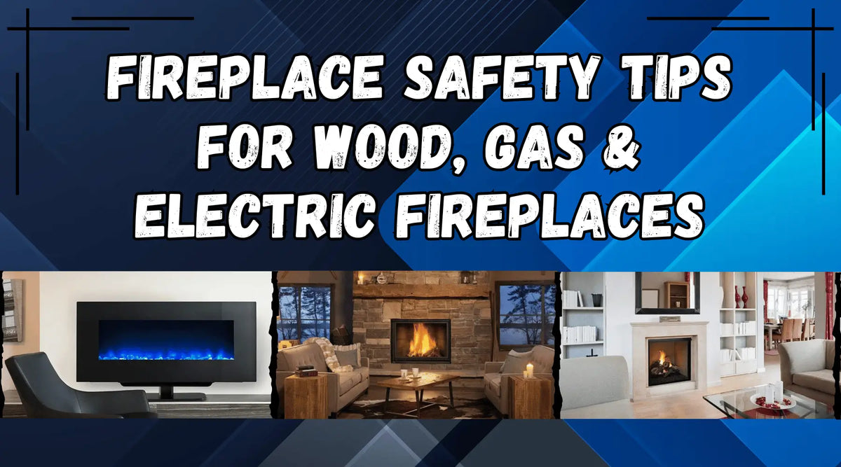 Wood, gas and electric fireplaces in living rooms highlighting essential fireplace safety tips for safe home heating.
