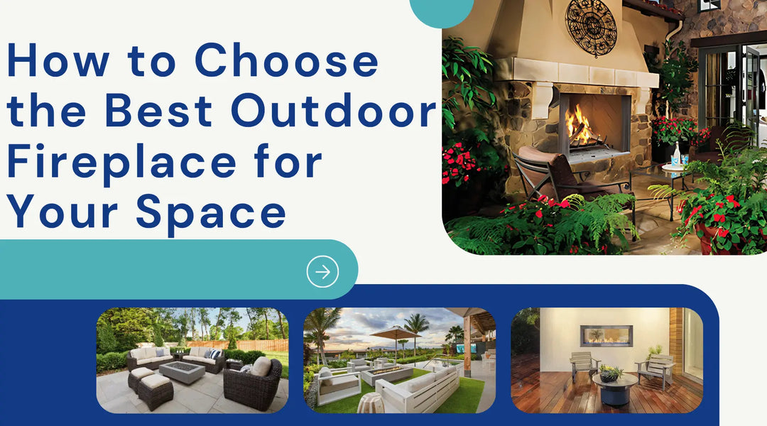 Outdoor fireplace design guide featuring stone, linear and fire pit options for choosing the best fireplace for your space.