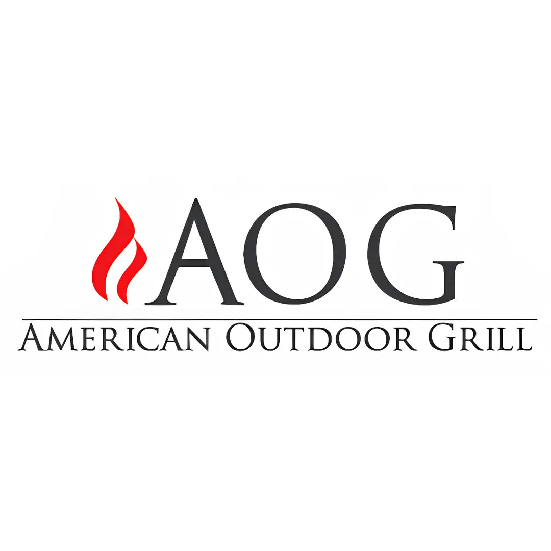 American Outdoor Grill AOG logo with red flame icon and bold lettering representing premium outdoor grill brand collection.