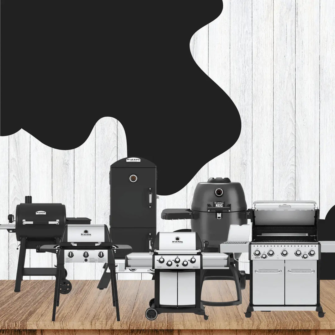 Broil King freestanding grills collection with gas grills, smoker and kamado grill for versatile outdoor cooking setups.
