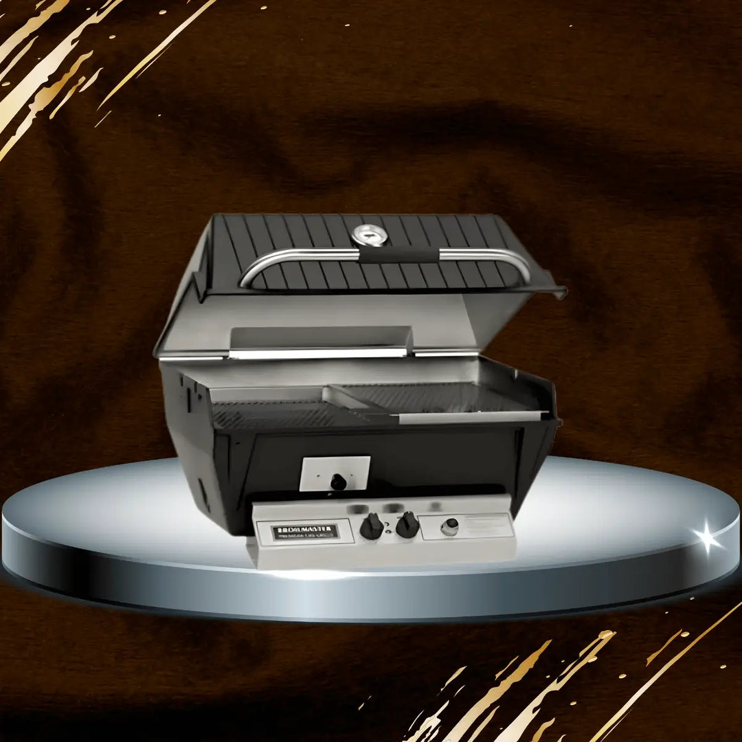 Broilmaster slow cooker grill with charcoal-style design, adjustable vents, control knobs, and hood thermometer, versatile outdoor BBQ grill for low-and-slow cooking and smoking