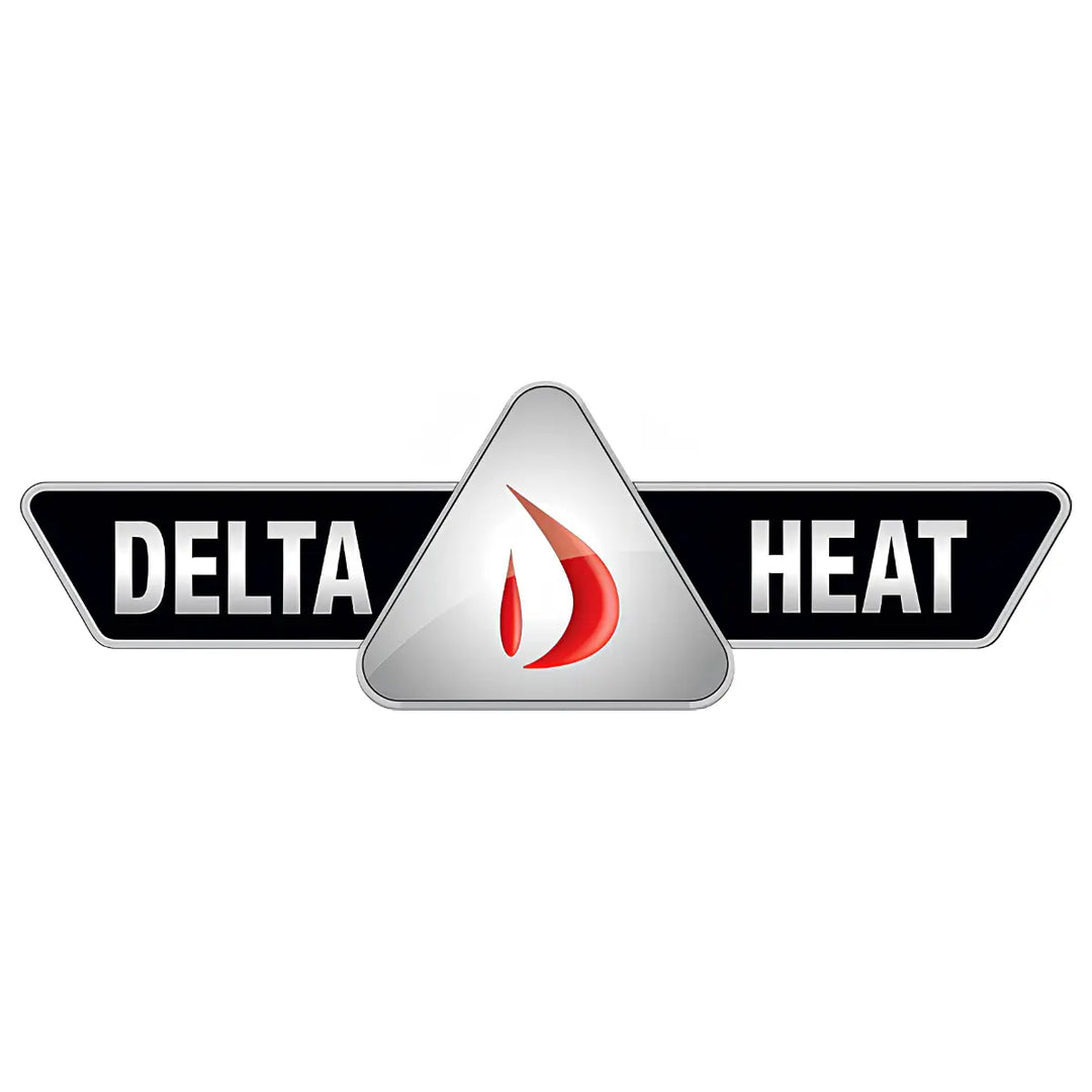 Delta Heat logo with red flame icon and metallic design, representing premium outdoor grill and heating products collection.