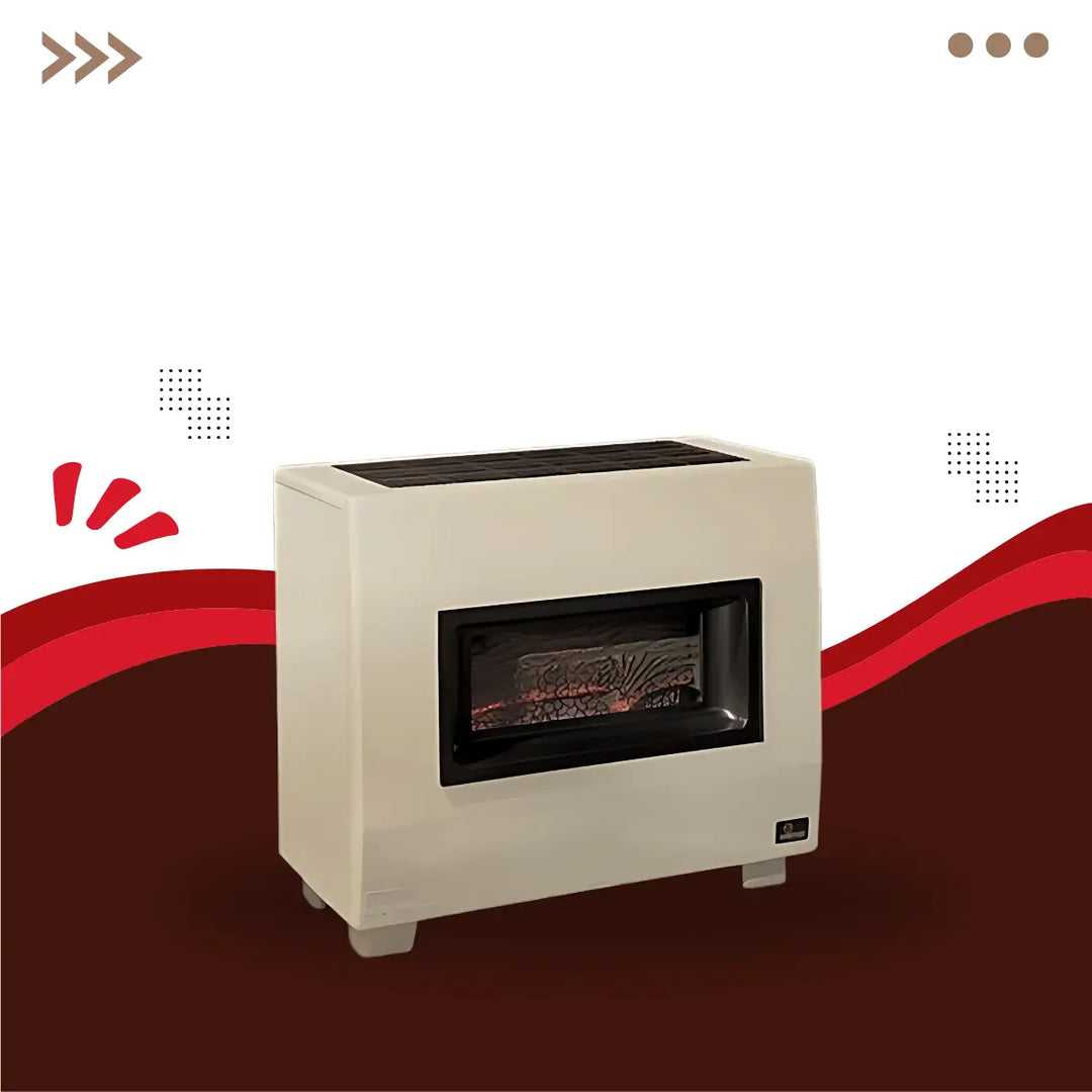 Empire Heating Systems visual flame room heater featuring a compact freestanding gas heater with realistic flame display, efficient indoor heating solution for cozy residential spaces