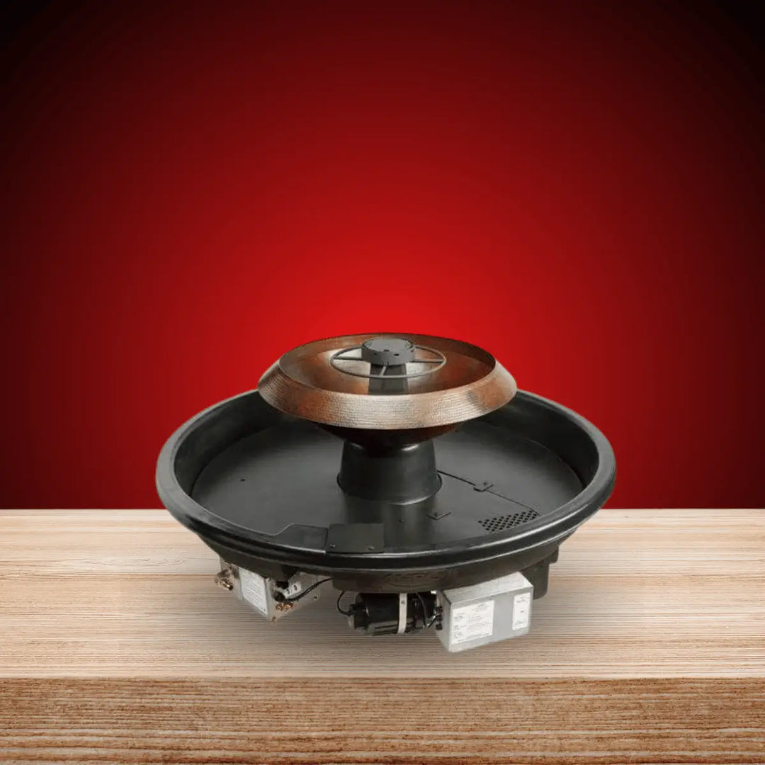 HPC Fire H2onFire Series fire feature with copper burner bowl and advanced integrated ignition system.