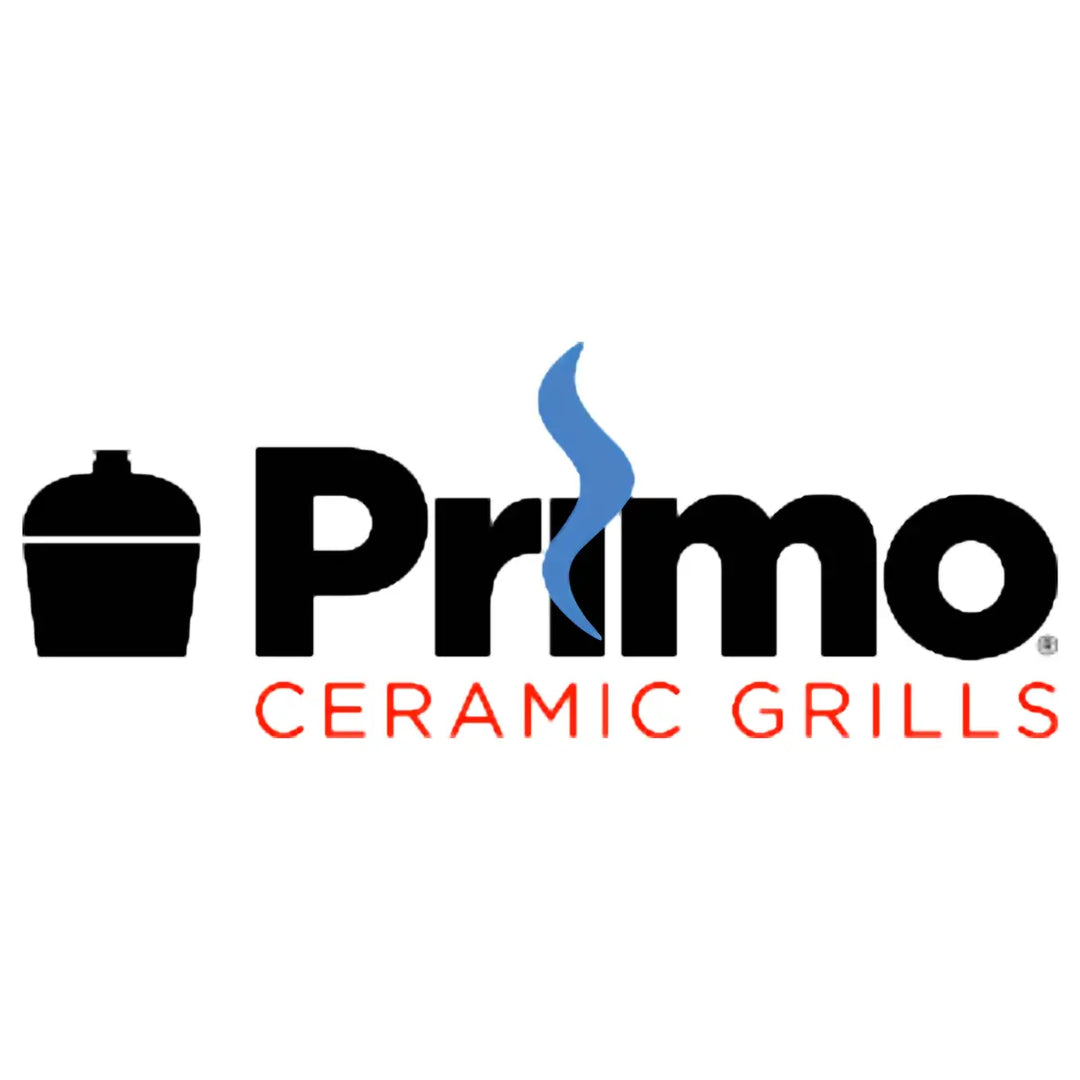 Primo Ceramic Grills logo with grill icon and blue flame, representing premium ceramic grill collection for outdoor cooking.
