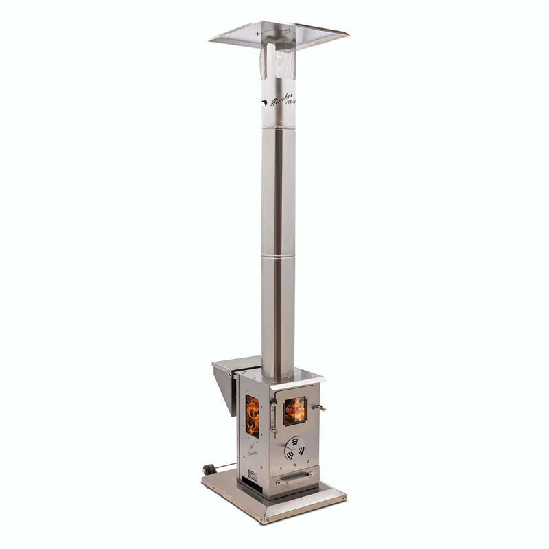 Timber Stoves 84 inch Lil Timber Freestanding Pellet Patio Heater WPPHLTSS1.0  Flame Authority