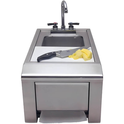 Alfresco 14-Inch Outdoor Rated Prep And Wash Sink With Marine Armour ASK-T-MAR Flame Authority