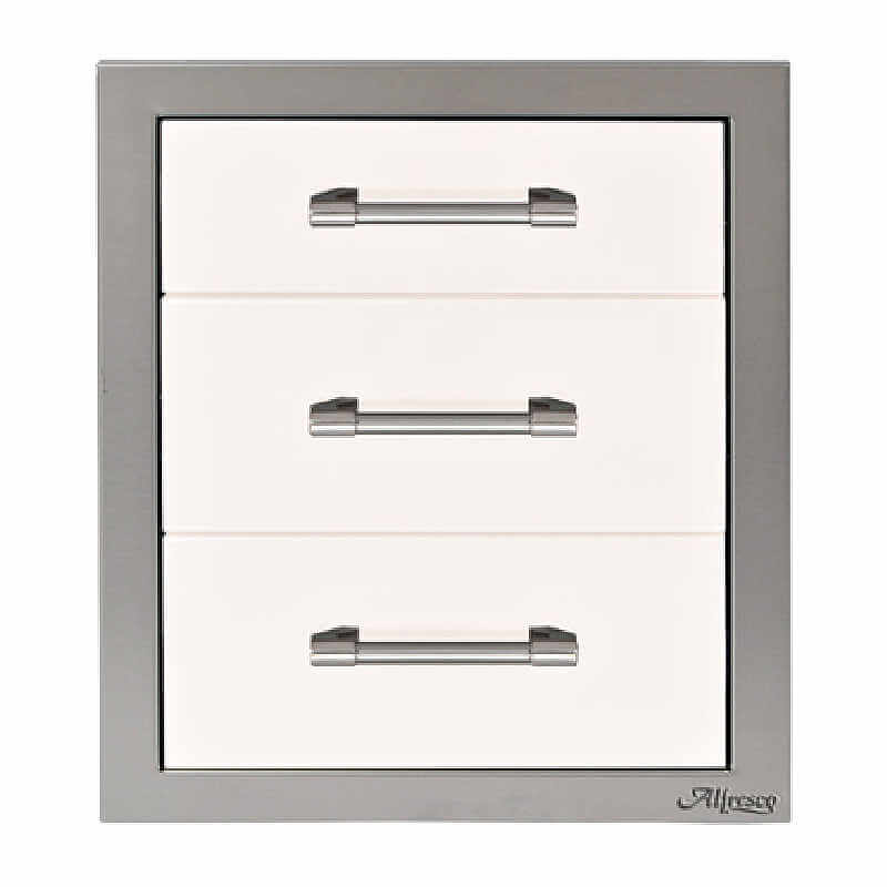Alfresco 17-Inch Stainless Steel Soft-Close Triple Drawer Flame Authority