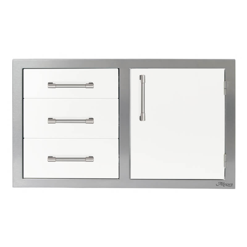 Alfresco 32-Inch Stainless Steel Soft-Close Door & Triple Drawer Combo Flame Authority