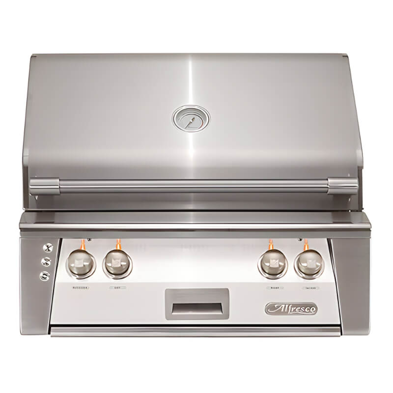 Alfresco ALXE 30-Inch Built-In Gas Grill with Rotisserie Flame Authority