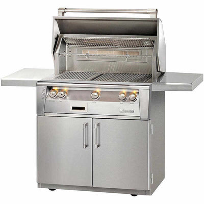 Alfresco ALXE 36-Inch Freestanding Gas Grill With Marine Armour, Sear Zone, And Rotisserie Flame Authority