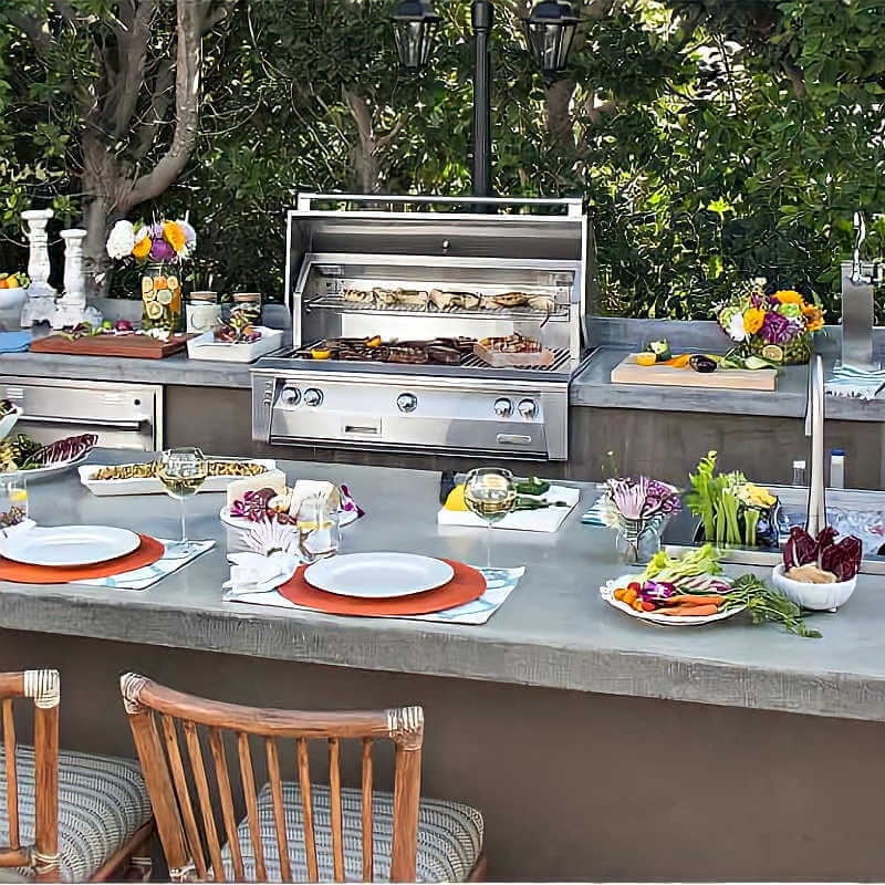 Alfresco ALXE 42-Inch Built-In Gas Grill With Rotisserie Flame Authority