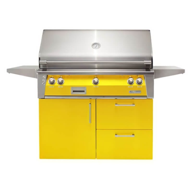 Alfresco ALXE 42-Inch Gas Grill on Deluxe Cart With Sear Burner And Rotisserie Flame Authority