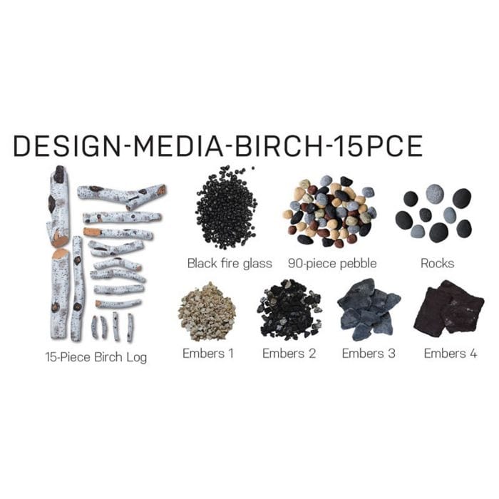 Amantii 15-PCE Birch Log Set with Deluxe Media Kit DESIGN-MEDIA-BIRCH-15PCE