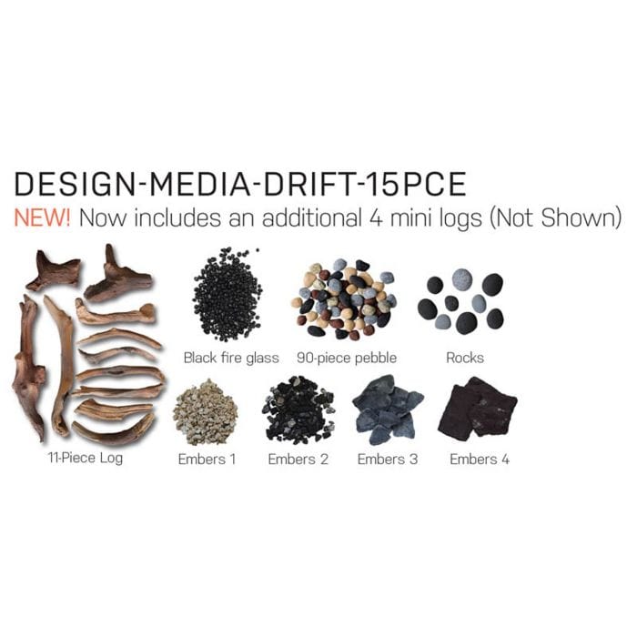 Amantii 15-Piece Driftwood Log Set with Deluxe Media Kit DESIGN-MEDIA-15PCE