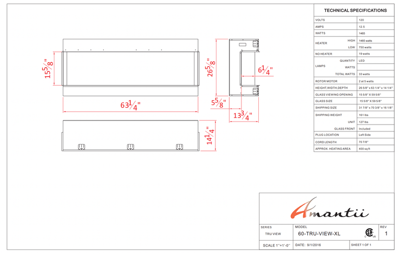 Amantii 34-inch Symmetry Lumina Electric Fireplace SYM-34-LUMINA Fireplaces SYM-34-LUMINA Flame Authority