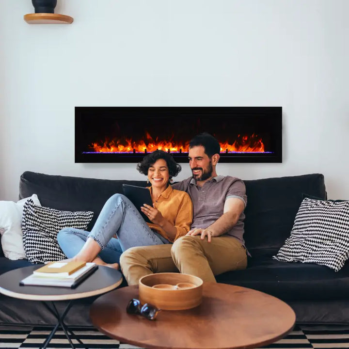 Amantii Symmetry Lumina 100-Inch Smart Built-In Electric Fireplace with WiFi for Indoor & Covered Outdoor Use