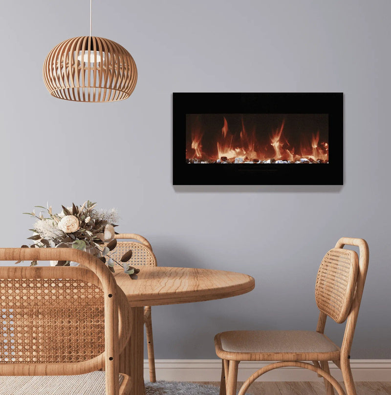 Amantii Wall Mount/Flush Mount 88" Electric Fireplace WM-FM-88-10023-BG Fireplaces WM-FM-88-10023-BG Flame Authority