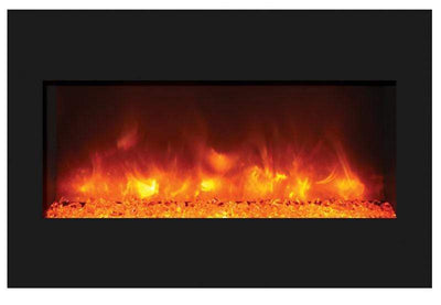 Amantii Zero Clearance 33" Electric Fireplace ZECL-33-3624-BG with 36" x 24" Black Glass Surround Fireplaces ZECL-33-3624-BG Flame Authority