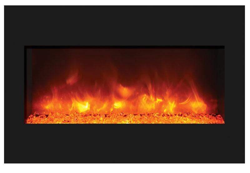 Amantii Zero Clearance 33" Electric Fireplace ZECL-33-3624-BG with 36" x 24" Black Glass Surround Fireplaces ZECL-33-3624-BG Flame Authority