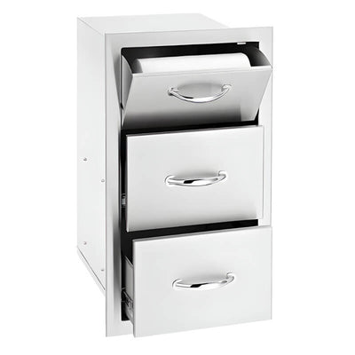 American Made Grills 17" Vertical 2-Drawer & Paper Towel Holder Combo TDC-17 BBQ Island Components TDC-17 Flame Authority