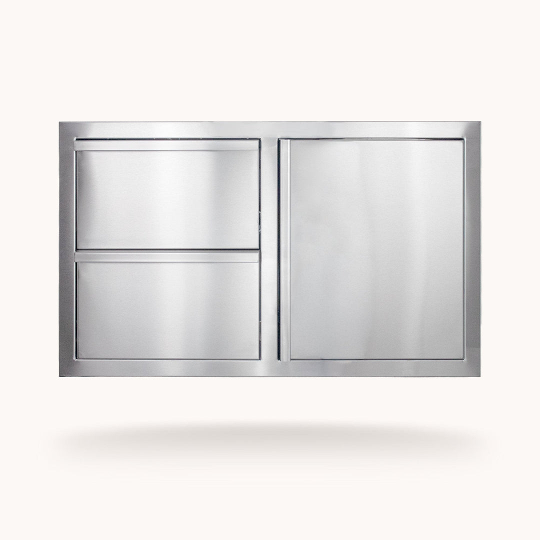 American Made Grills 36" Deluxe 2-Drawer with Single Access Door Combo BBQ Island Components DC2-36-AMG Flame Authority