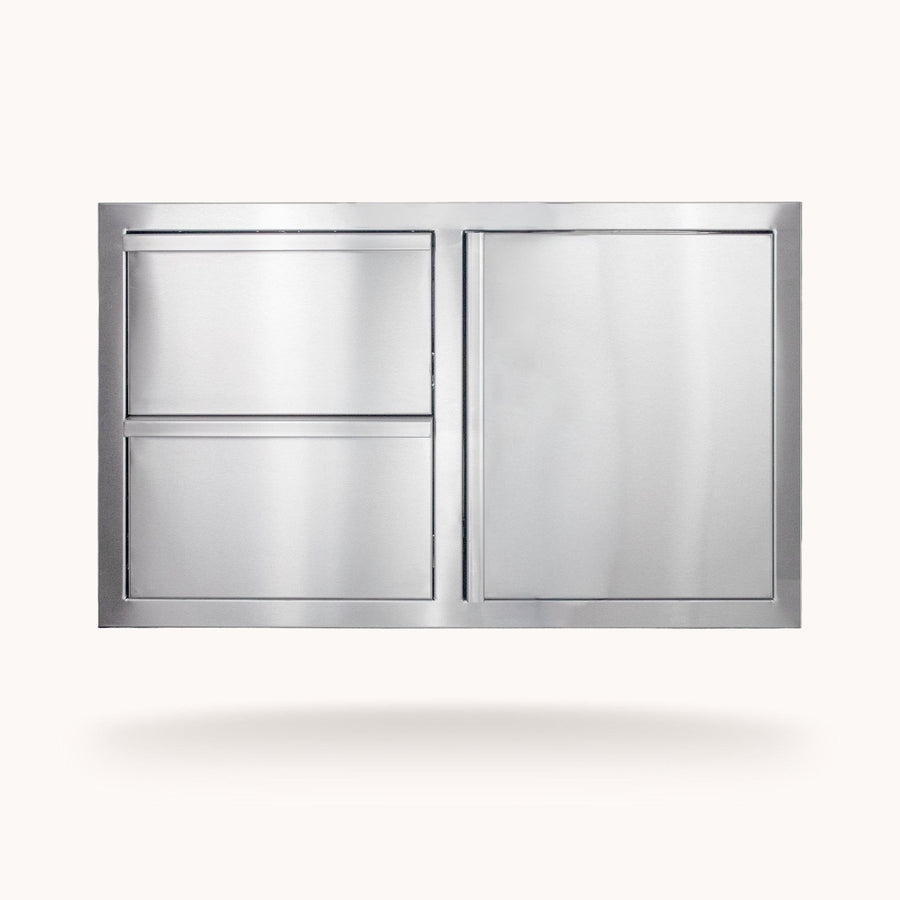 American Made Grills 36" Deluxe 2-Drawer with Single Access Door Combo BBQ Island Components DC2-36-AMG Flame Authority