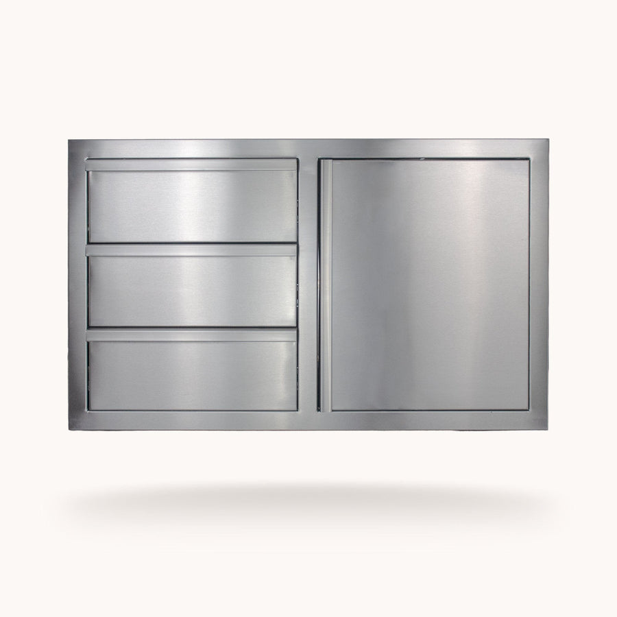 American Made Grills 36" Deluxe 3-Drawer with Single Access Door Combo BBQ Island Components DC3-36-AMG Flame Authority