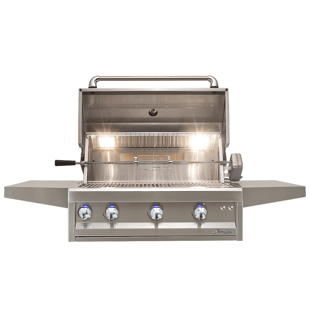 Artisan 32-Inch 3-Burner Built-In Professional Gas Grill With Rotisserie & Light ARTP-32-NG/LP Flame Authority
