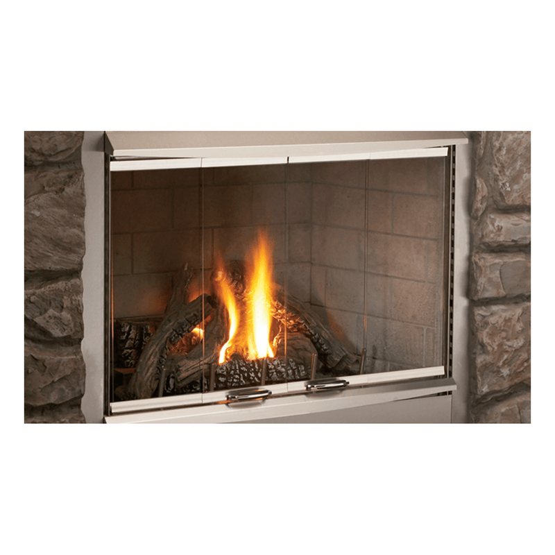 Superior VRE4342 42" Brushed Stainless Steel Outdoor Bi-Fold Door With Frame and Hood 42LBFOD-BS Fireplace Accessories 42LBFOD-BS Flame Authority