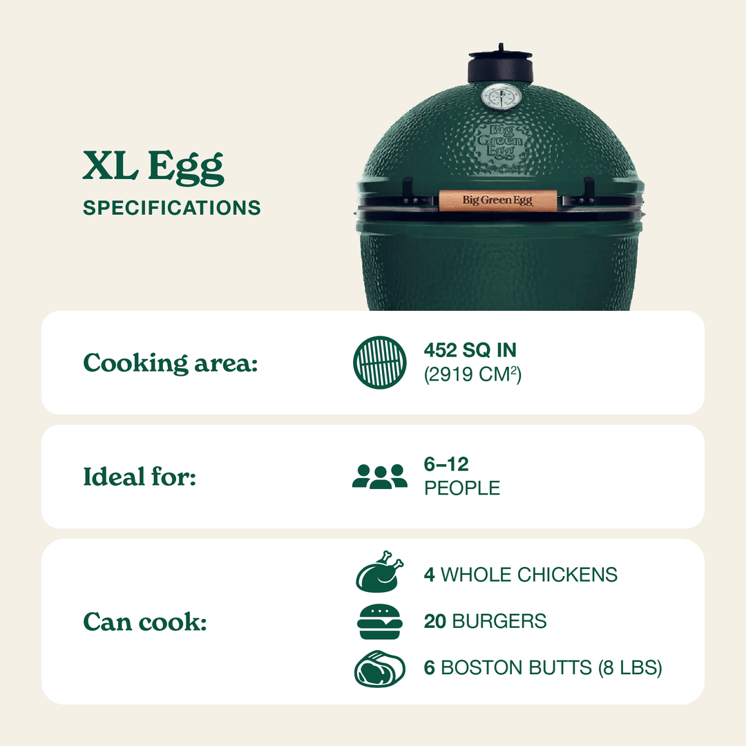 Big Green Egg XL High-Capacity Ceramic Grill for Outdoor Cooking Grills 117649 Flame Authority