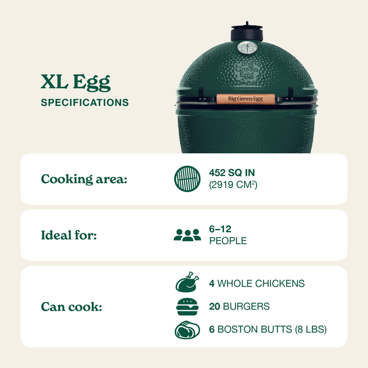 Big Green Egg XL High-Capacity Ceramic Grill for Outdoor Cooking Grills 117649 Flame Authority