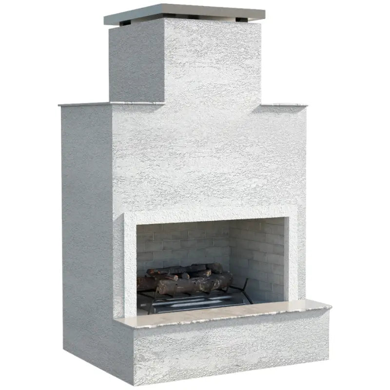 Cal Flame Cancun 903-2 Contemporary Outdoor Gas Fireplace with Bottom Mantel – 90,000 BTU Fireplaces Flame Authority
