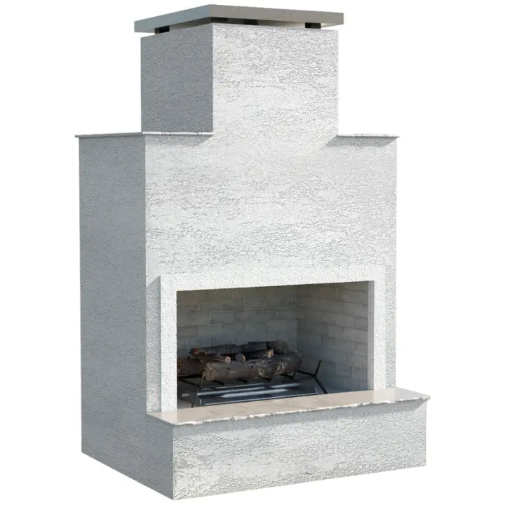 Cal Flame Cancun 903-2 Contemporary Outdoor Gas Fireplace with Bottom Mantel – 90,000 BTU