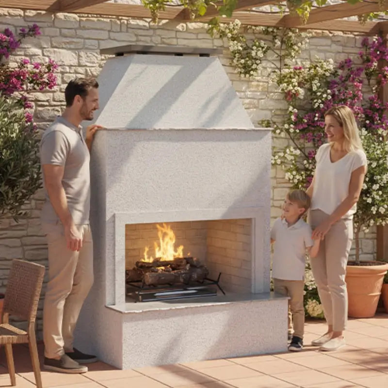 Cal Flame Durango 905-2 Outdoor Gas Fireplace with Extended Bottom Mantel – 90,000 BTU Fireplaces FRP905-2 Flame Authority