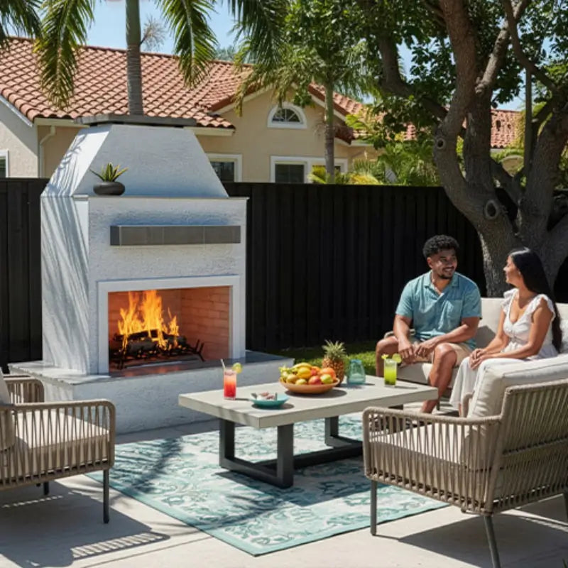 Cal Flame Key West 905-3 72" Outdoor Gas Fireplace with Wrap-Around Mantel – 90,000 BTU Fireplaces FRP905-3 Flame Authority