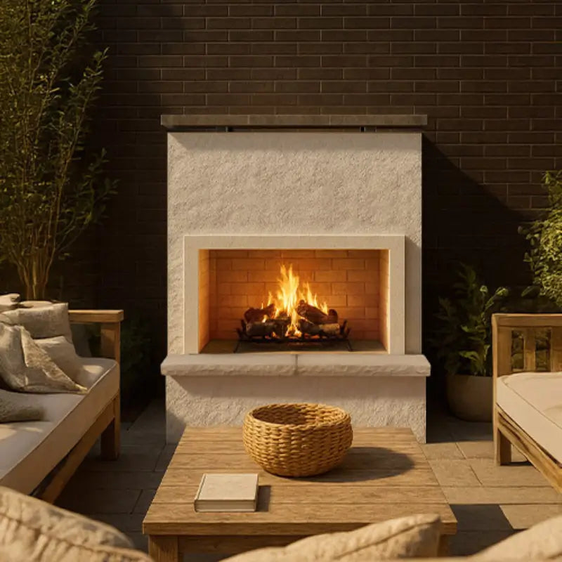 Cal Flame Monterey FRP-901-2 46-Inch Outdoor Gas Fireplace with Bottom Mantel – 90,000 BTU Fireplaces FRP901-2 Flame Authority