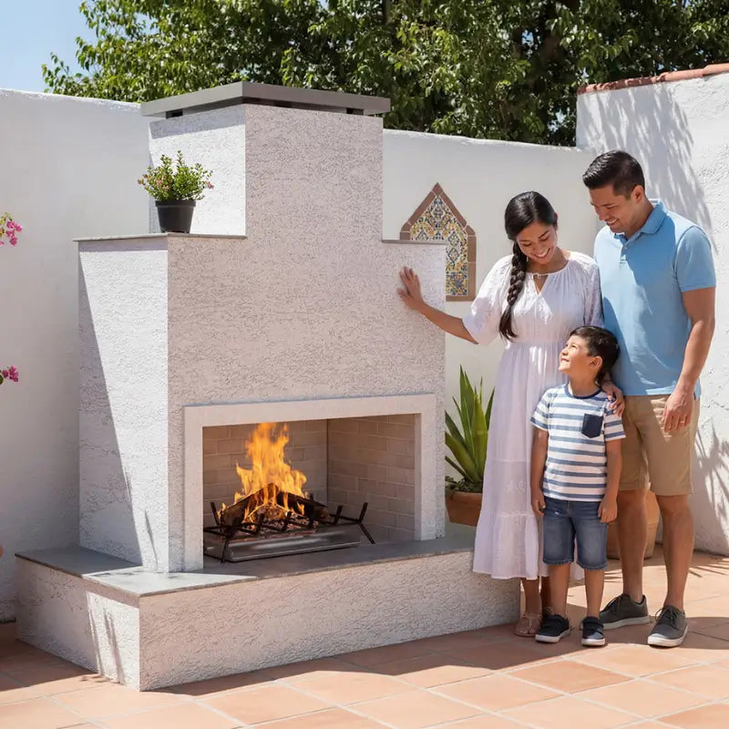 Cal Flame Tahiti 903-3 72-Inch Outdoor Gas Fireplace with Wrap-Around Mantel – 90,000 BTU Fireplaces FRP903-3 Flame Authority