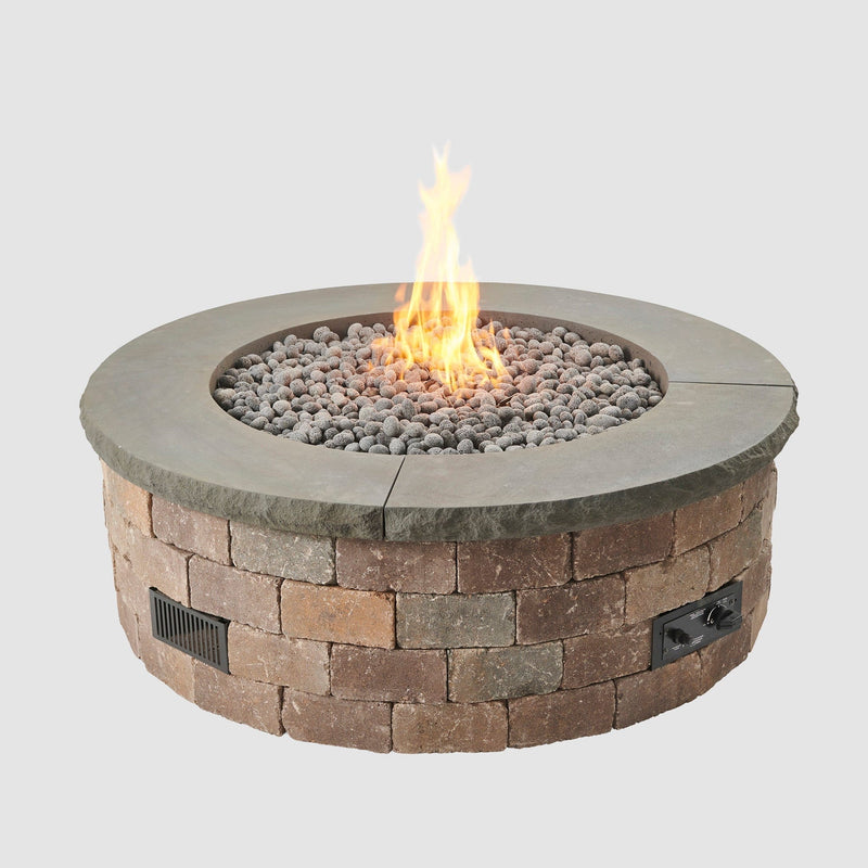 Concrete Top for Round Bronson Block Gas Fire Pit Kit (4 Pieces Total) - More colors