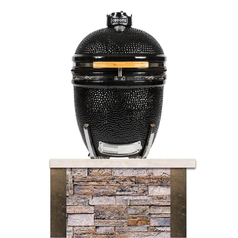 Coyote 3ft Island Brown Stacked Stone for Kamado Grill RTAC-K3-SB BBQ Islands RTAC-K3-SB Flame Authority