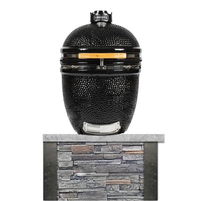 Coyote 3ft Island Gray Stacked Stone for Kamado Grill RTAC-K3-SG BBQ Islands RTAC-K3-SG Flame Authority