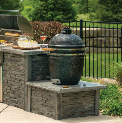 Coyote 3ft Island Gray Stacked Stone for Kamado Grill RTAC-K3-SG BBQ Islands RTAC-K3-SG Flame Authority