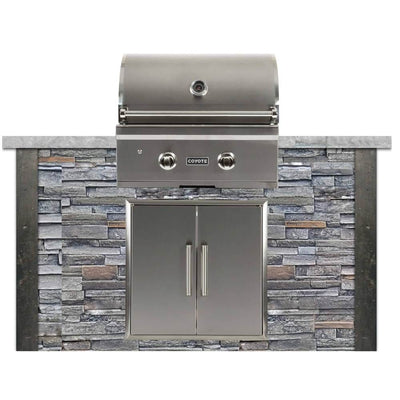 Coyote 5ft Gray Stone Island for Grill and Access Door RTAC-G5-SG BBQ Islands RTAC-G5-SG Flame Authority